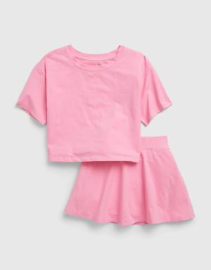Kids T-Shirt and Skort Outfit Set pink