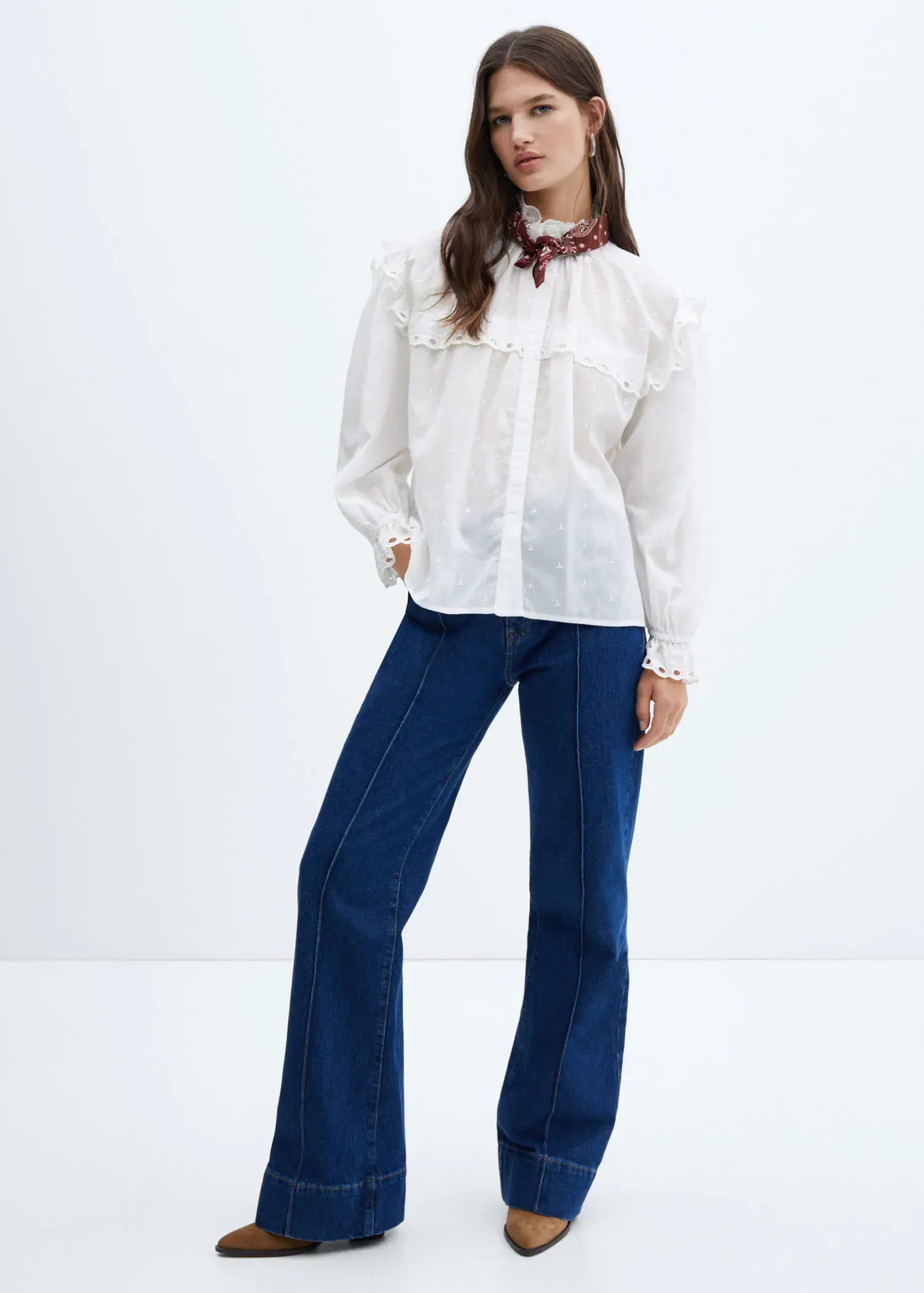 Mango Embroidered details blouse. 2