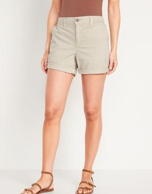High-Waisted OGC Pull-On Chino Shorts for Women -- 5-inch inseam beige