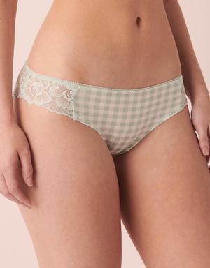 Cotton and Scalloped Lace Detail Bikini Panty
