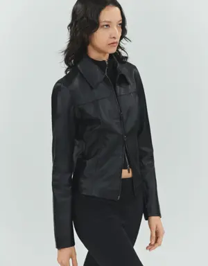 100% leather fitted jacket