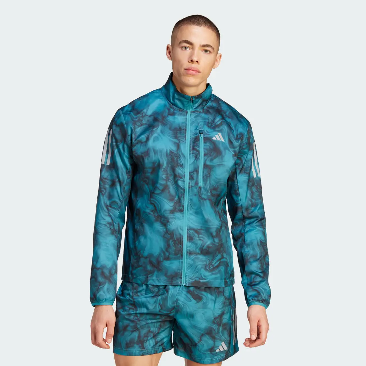 Adidas Own the Run Allover Print Jacket. 2