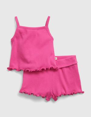 Baby 100% Organic Cotton Mix and Match Rib Outfit Set pink