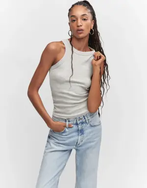 Ribbed cotton-blend top