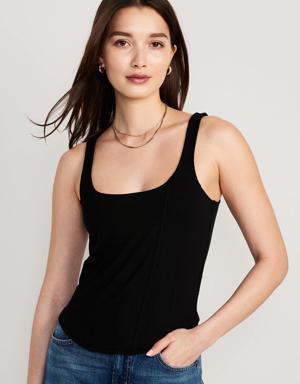 Cropped Seamed Tank Top black