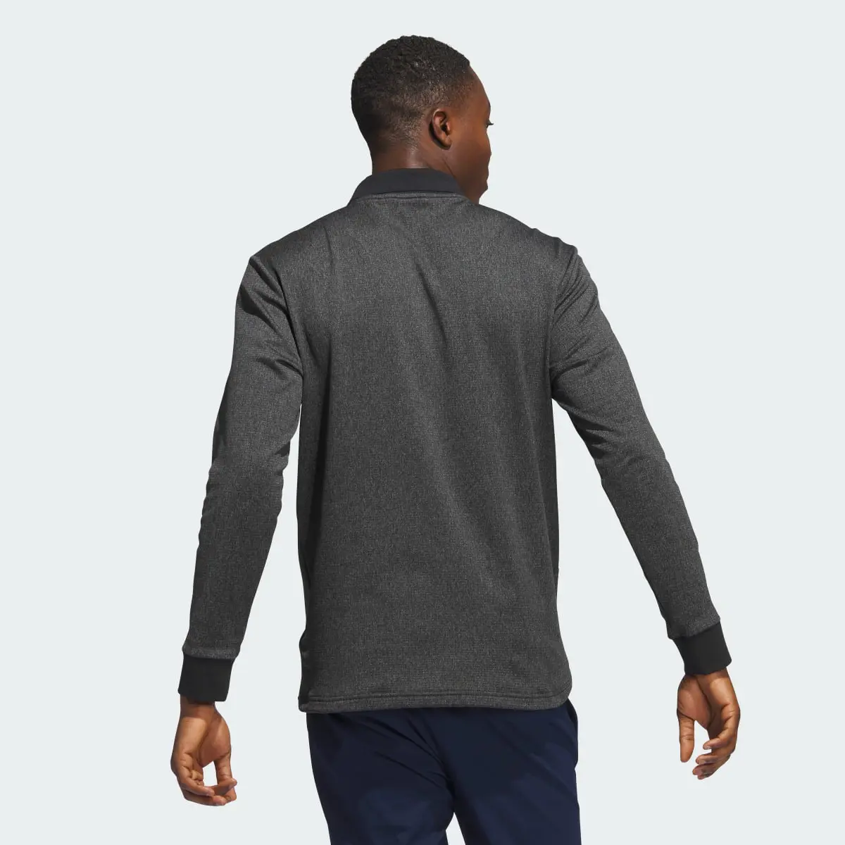 Adidas Essentials Heathered Long Sleeve Polo Shirt. 2