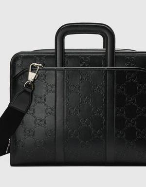 GG embossed briefcase