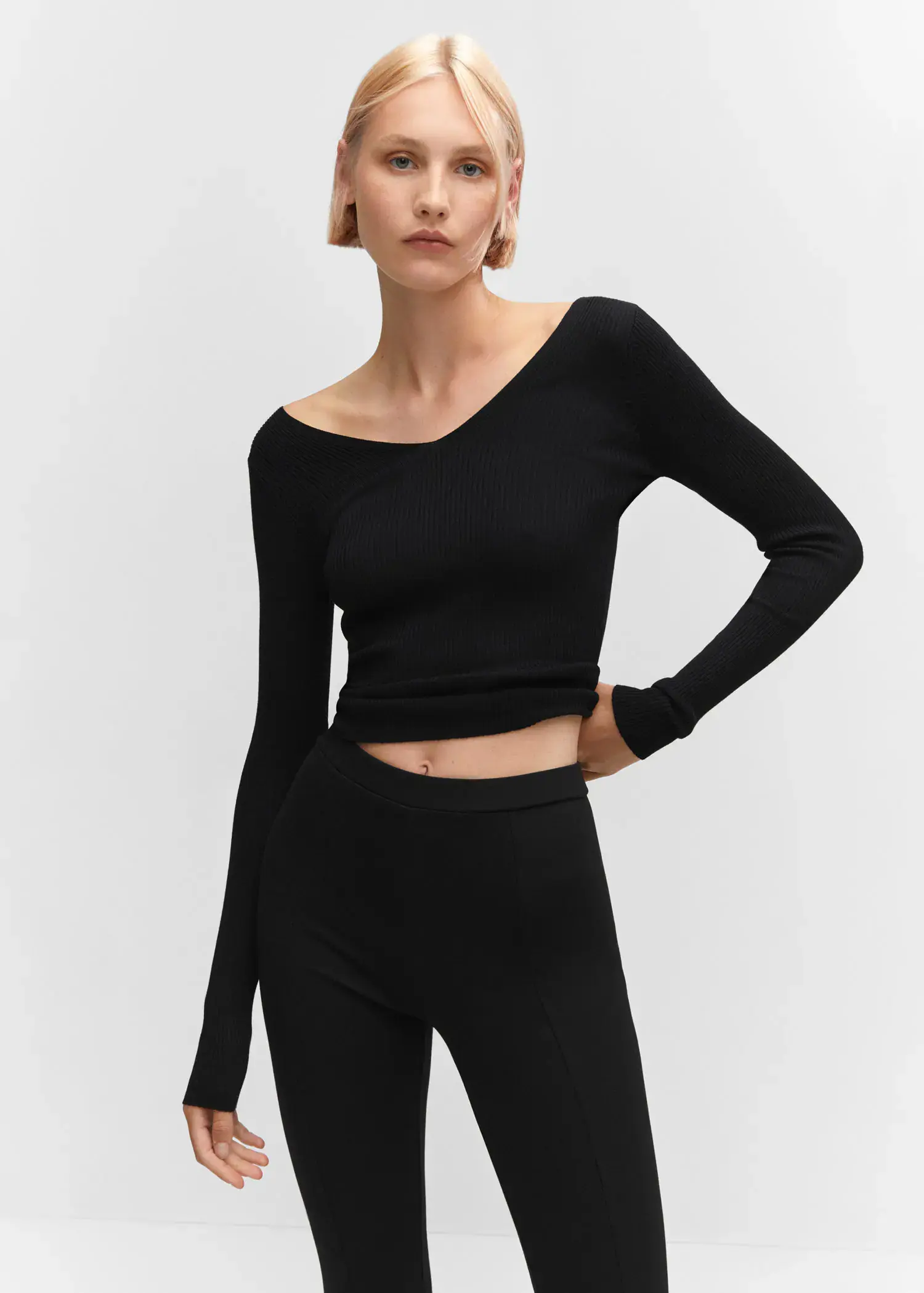 Mango Ribbed sweater with low-cut back. 2