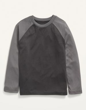 Long Raglan-Sleeve Pajama T-Shirt for Boys gray