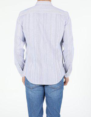 Açık Mavi Slim Fit Shirt Neck Erkek Uzun Kol Gömlek