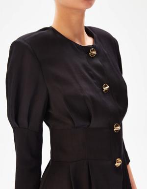 Önü Düğmeli Mini Ceket Elbise