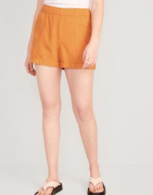 Old Navy High-Waisted Linen-Blend Utility Shorts for Women -- 3.5-inch inseam orange