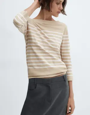 Striped boat-neck t-shirt