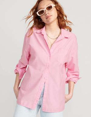 Oversized Button-Down Boyfriend Shirt pink
