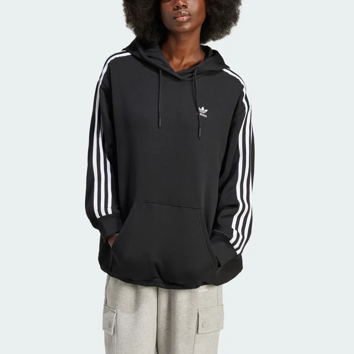 Adidas Sweat-shirt à capuche oversize Adicolor 3 bandes. 1