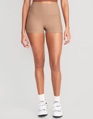 High-Waisted PowerSoft Biker Shorts -- 3-inch inseam brown