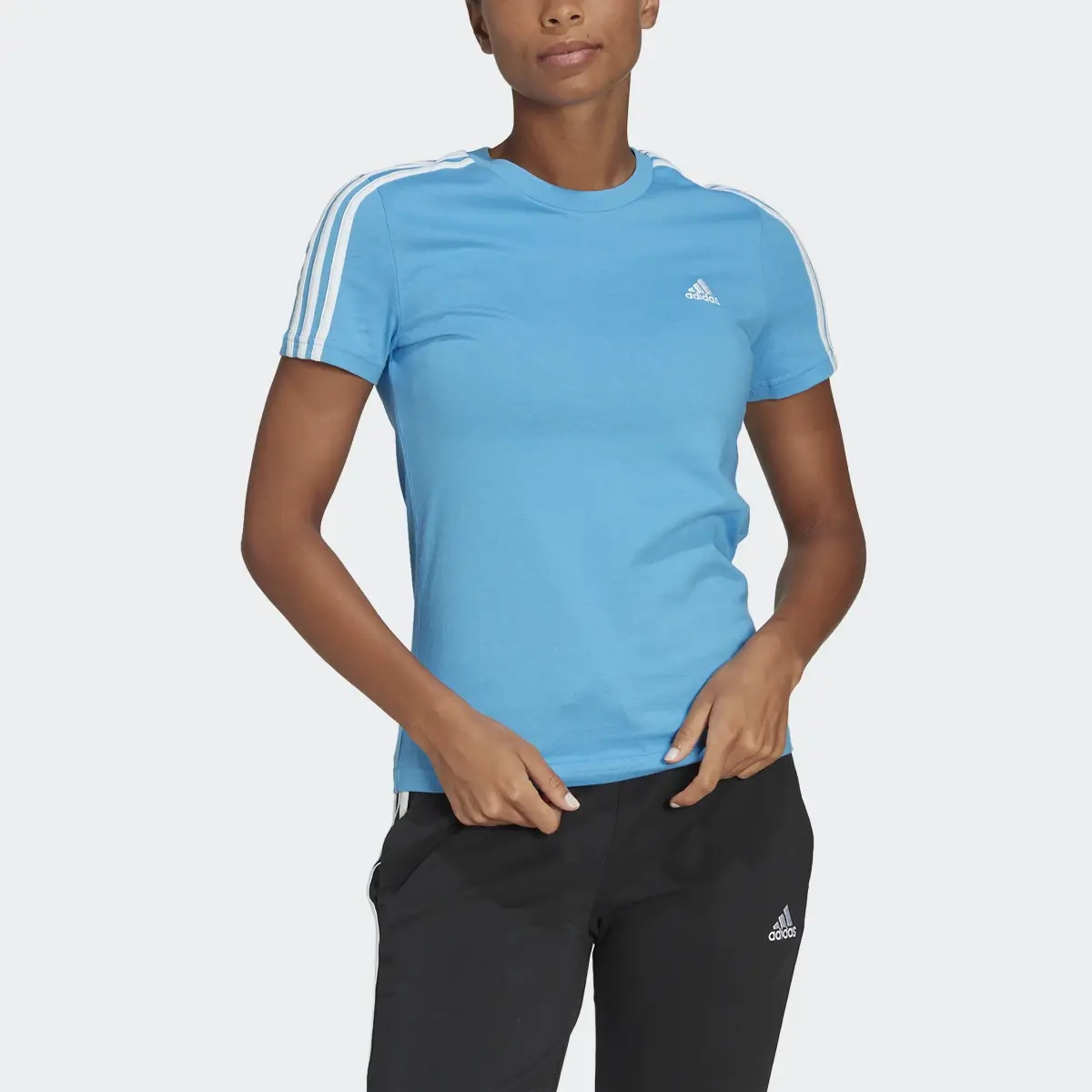 Adidas Essentials Slim 3-Stripes Tee. 1