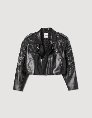 Studded leather jacket