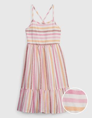 Gap Kids Crinkle Gauze Tiered Midi Dress multi