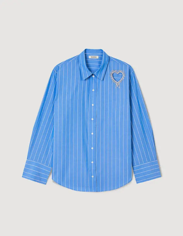 Sandro Stripy shirt with rhinestone heart. 2