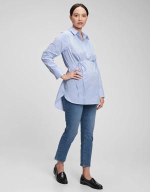 Maternity Popover Shirt blue