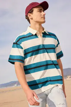 Forever 21 Forever 21 Striped Polo Shirt Azure/Multi. 2 Forever 21 Forever 21 Striped Polo Shirt Azure/Multi. 2