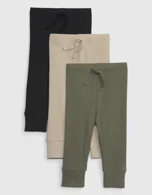 Baby First Favorites TinyRib Pants (3-Pack) beige