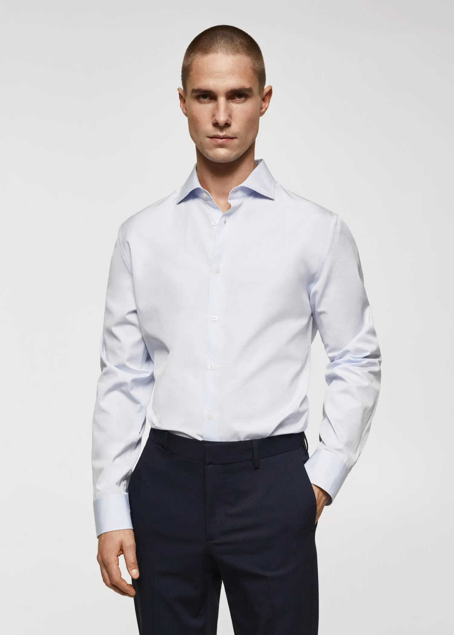 Mango Slim-fit cotton poplin suit shirt. 1