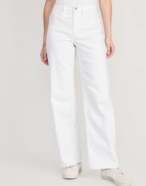 High-Waisted Wow White-Wash Wide-Leg Jeans for Women white