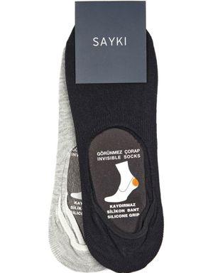 Siyah - Gri Pamuklu İkili Babet Çorap