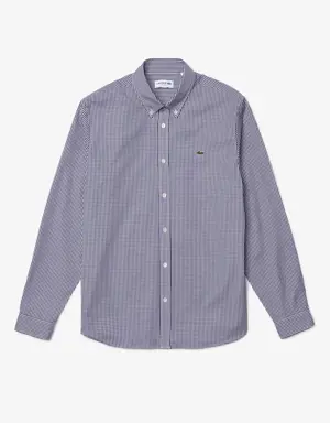 Camisa de algodão de primeira qualidade, xadrez, regular fit para homem