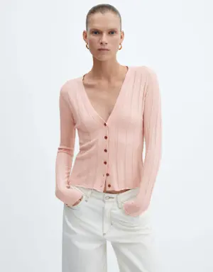 Buttoned ribbed cardigan