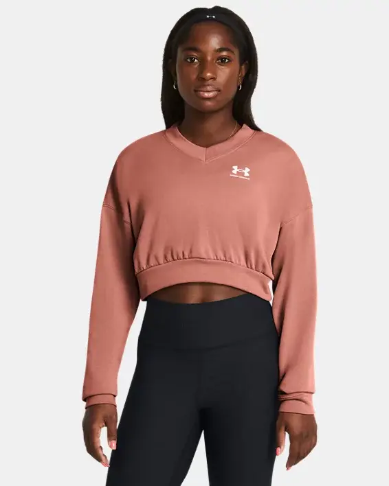 Under Armour Women's UA Rival Terry Oversized Crop Crew. 1
