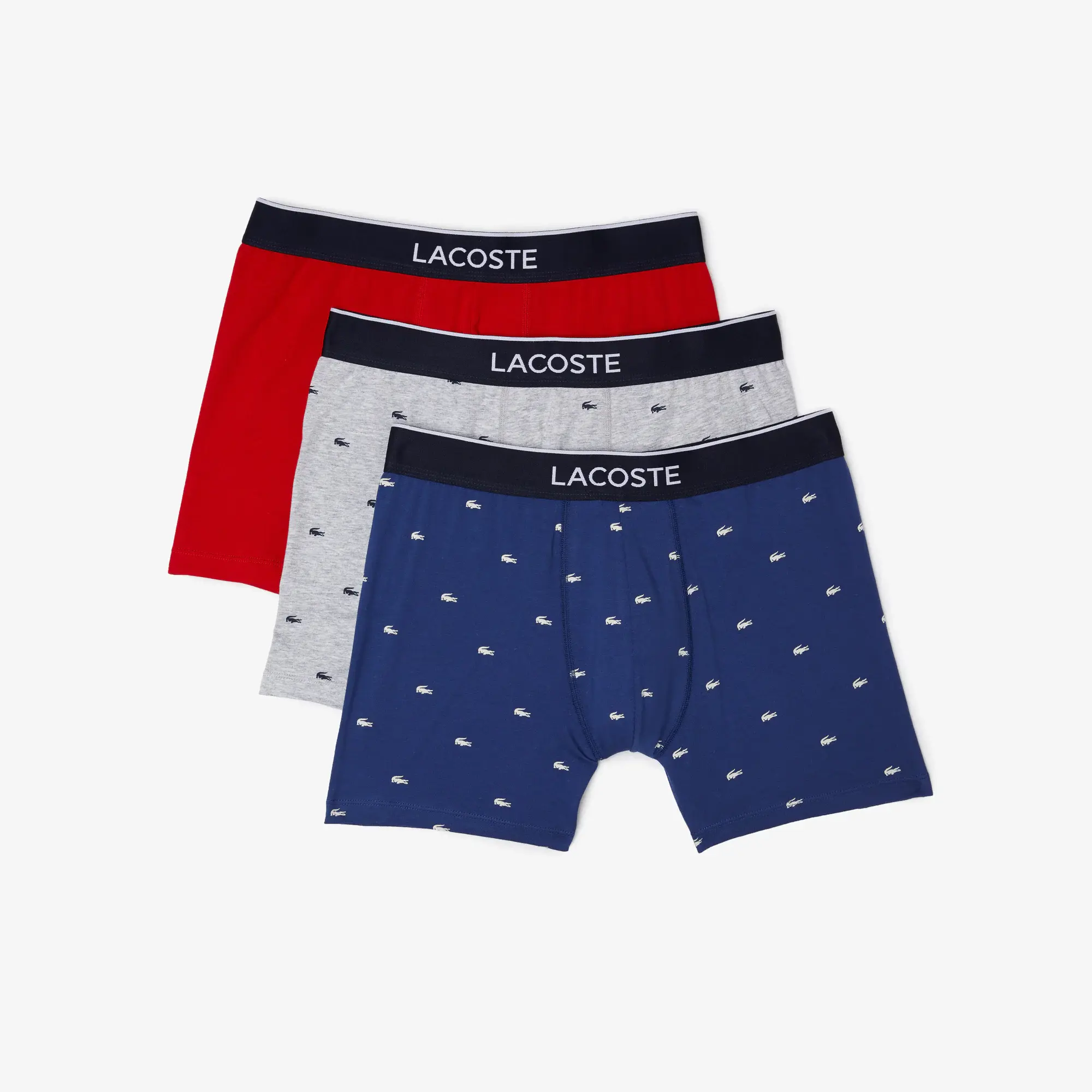 Lacoste Men’s Branded Waist Long Stretch Cotton Boxer Brief 3-Pack. 2