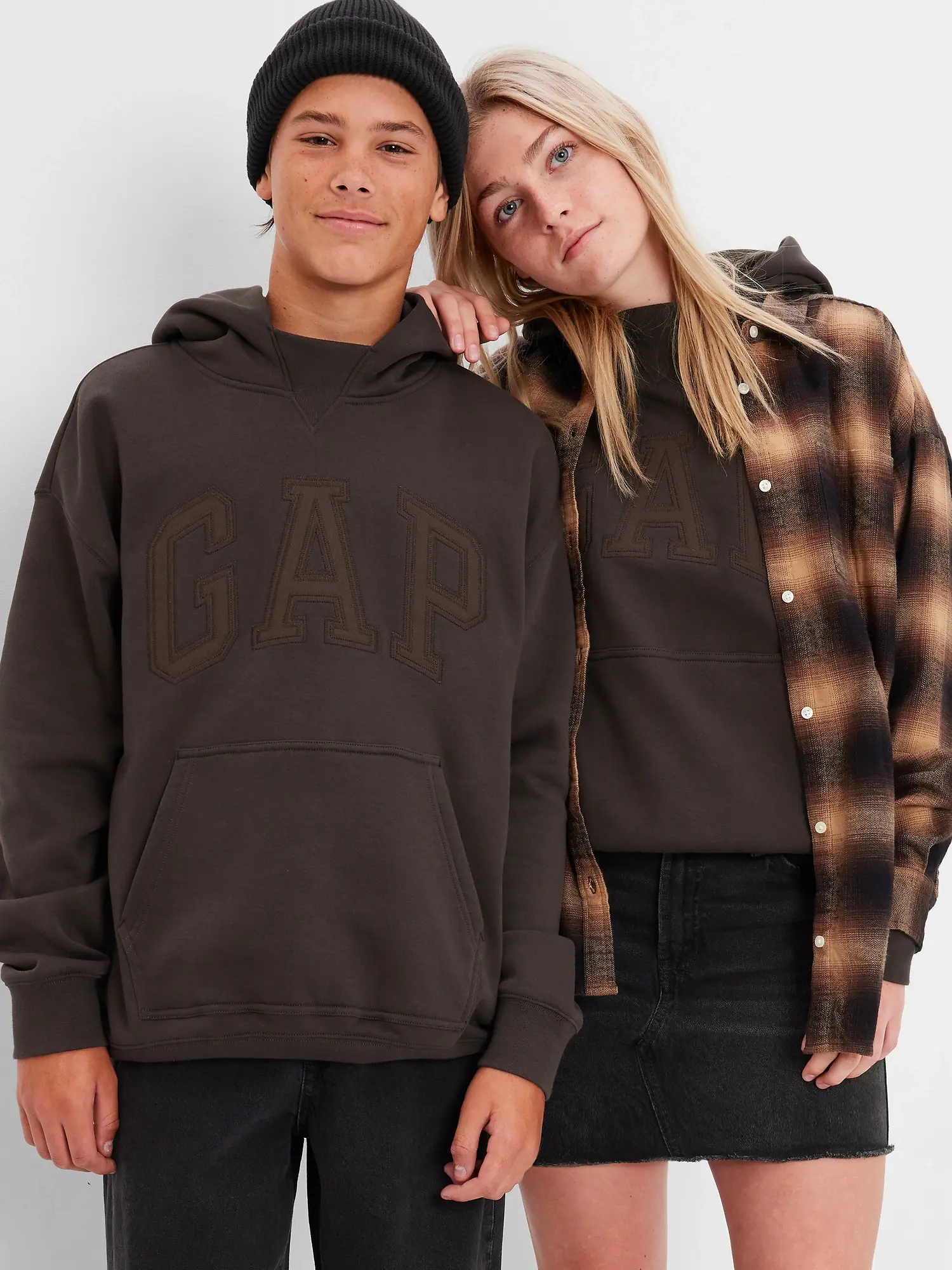 Gap Teen Gap Logo Hoodie brown. 1