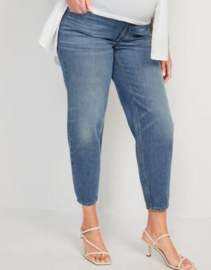 Maternity Full Panel Slouchy Taper Cropped Jeans blue