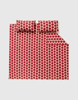 double duvet cover set in white with red polka dots