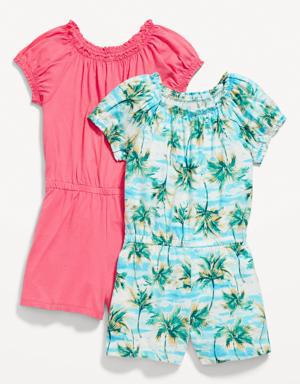 Old Navy Printed Puff-Sleeve Jersey-Knit Romper 2-Pack for Girls yellow