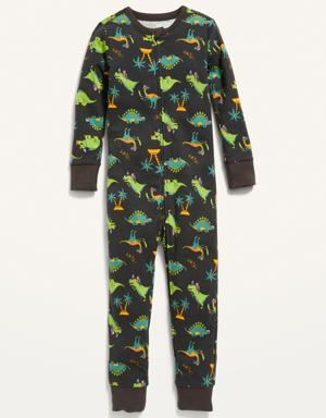 Unisex Snug-Fit 2-Way-Zip Printed Pajama One-Piece for Toddler & Baby brown