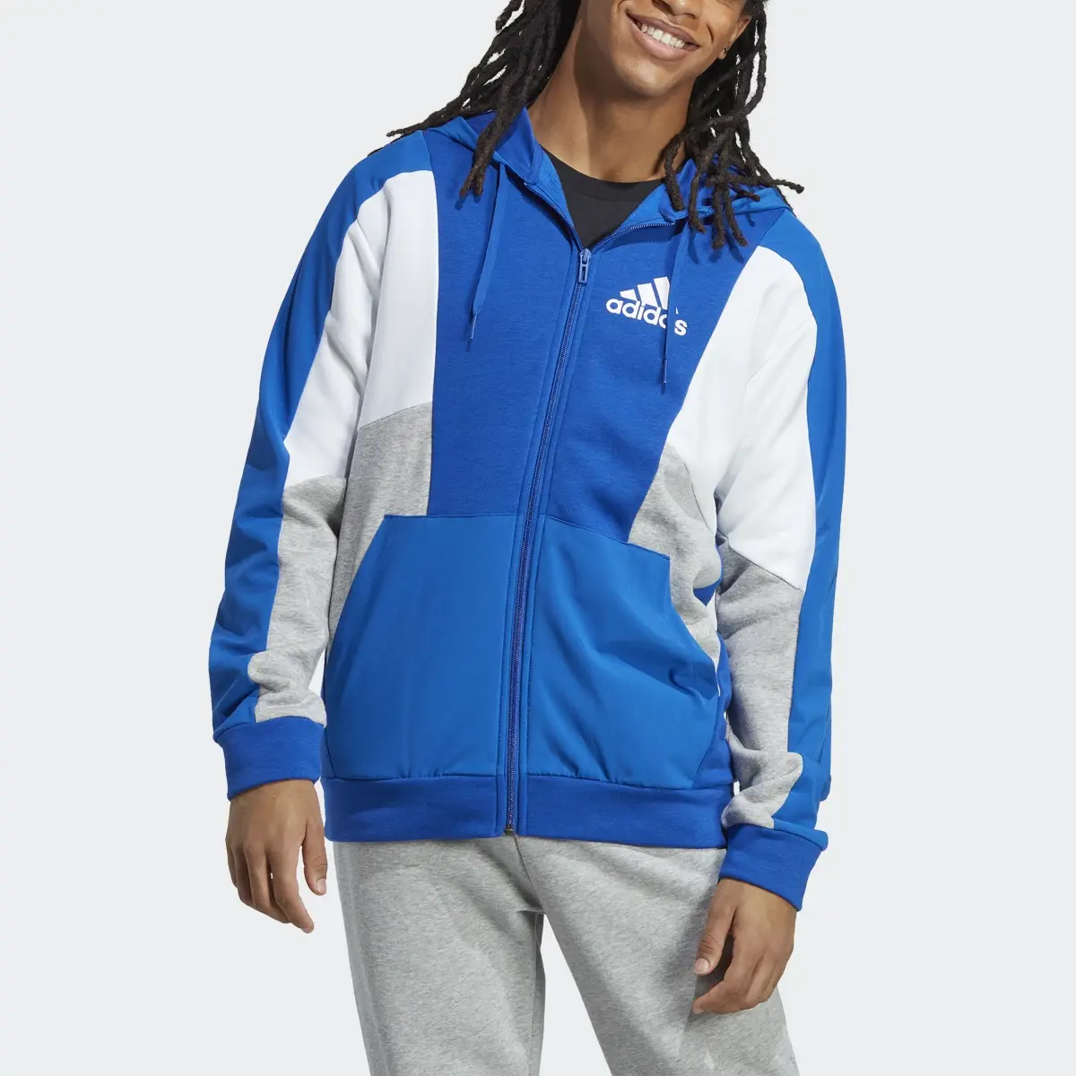 Adidas Essentials Colorblock Full-Zip Hoodie. 1