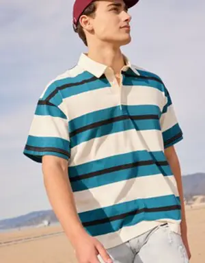 Forever 21 Striped Polo Shirt Azure/Multi
