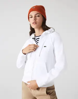 Sweatshirt zippé à capuche Jogger femme Lacoste en molleton biologique