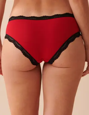 Modal and Lace Trim Hiphugger Panty