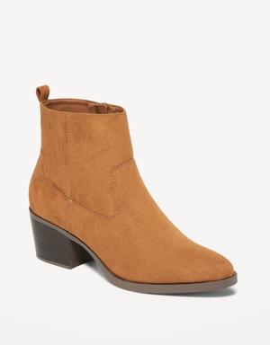 Faux-Suede Western Ankle Boots for Women brown