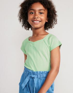 Old Navy Short-Sleeve Pointelle-Knit Cinched Top for Girls green