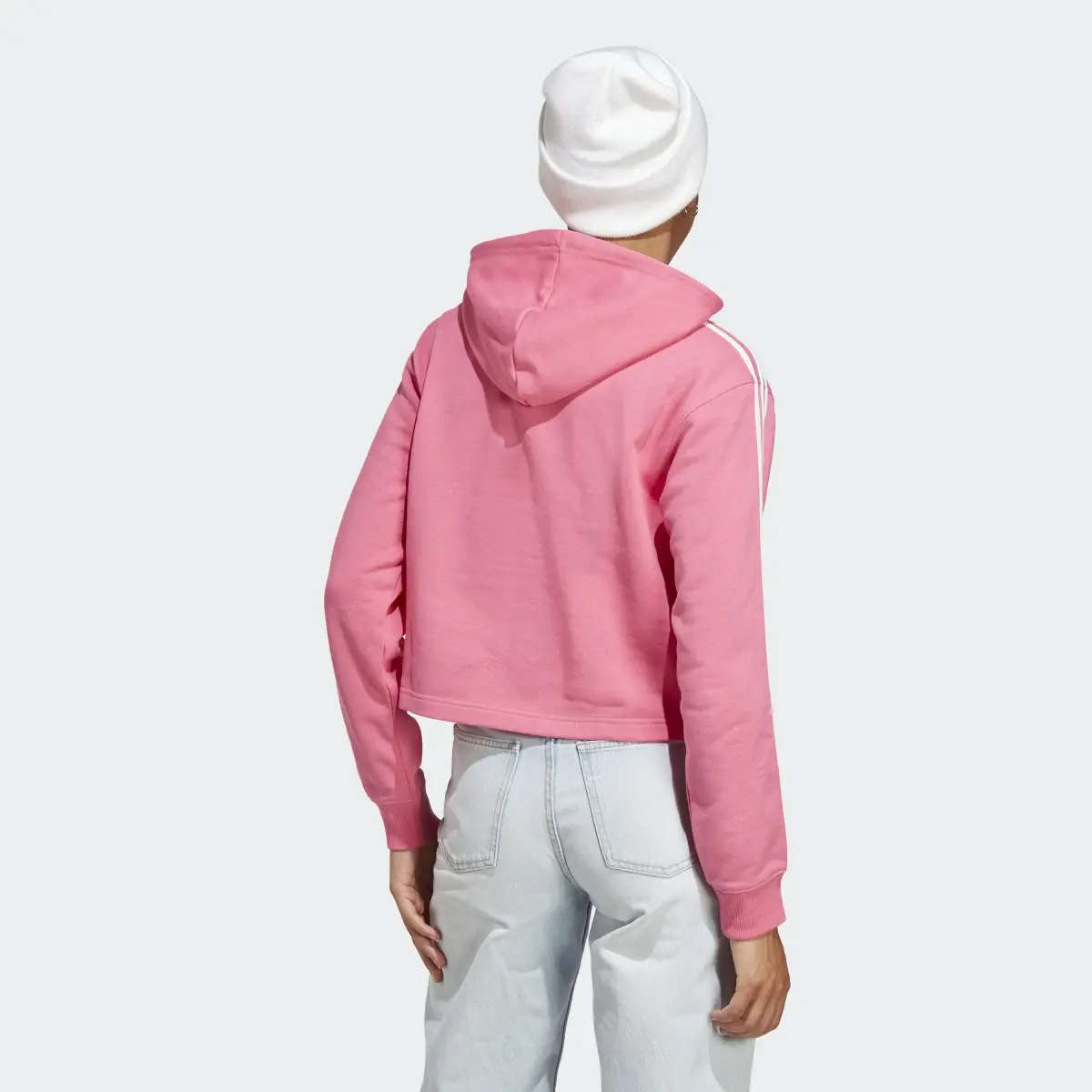 Adidas Essentials 3-Stripes French Terry Crop Hoodie. 3