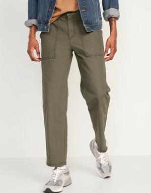 Loose Taper Non-Stretch Canvas Workwear Pants for Men green