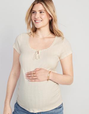 Old Navy Maternity Pointelle-Knit Top beige