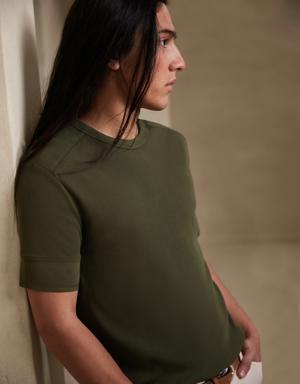 Authentic Ribbed Cotton T-Shirt green