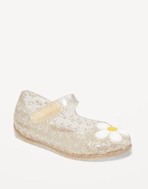 Floral-Cutout Jelly Mary-Jane Flats for Toddler Girls gold